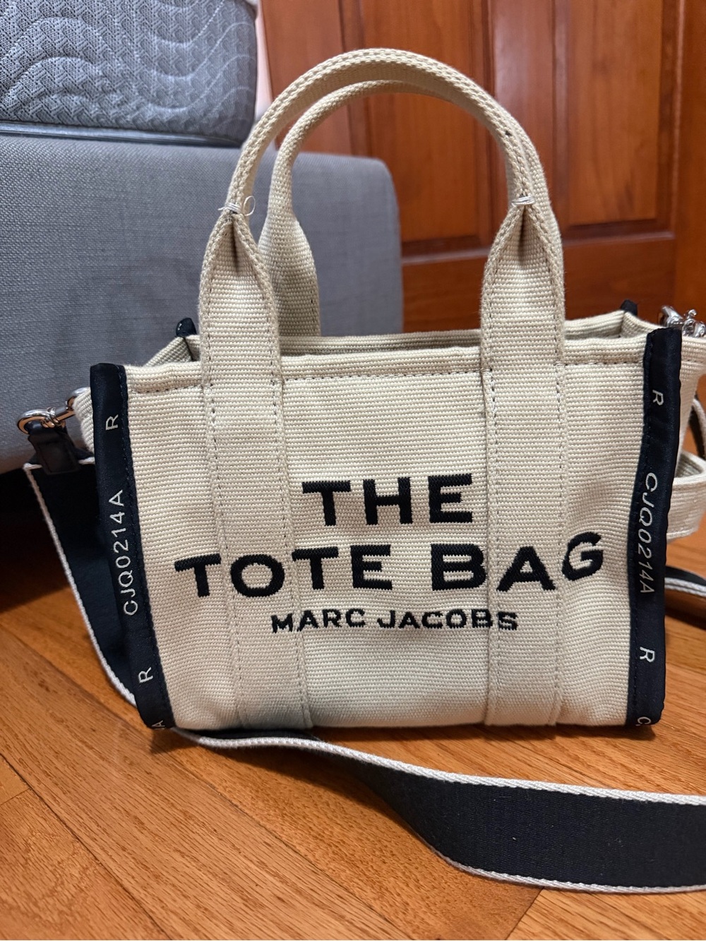Marc Jacobs Beige Canvas Tote Bag with Black Accents